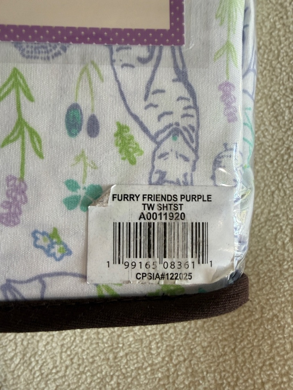 Laura Ashley Twin Sheet Set - White with Blue, Green, Purple Animal Print - Picture 2 of 7